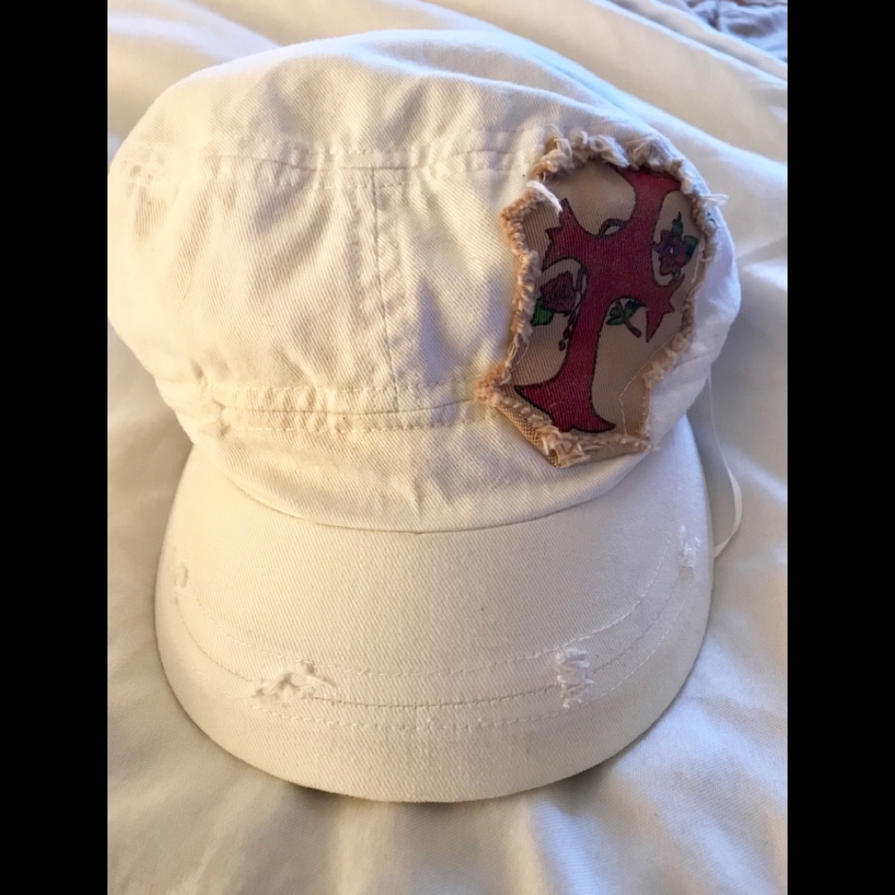 Distressed summer white hat
